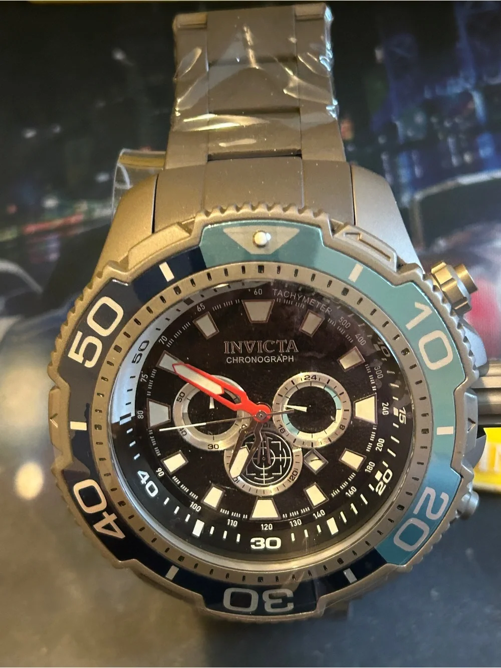 Invicta Massive 65mm TI-22 Chronograph Watch in Black, Blue, and Light Blue